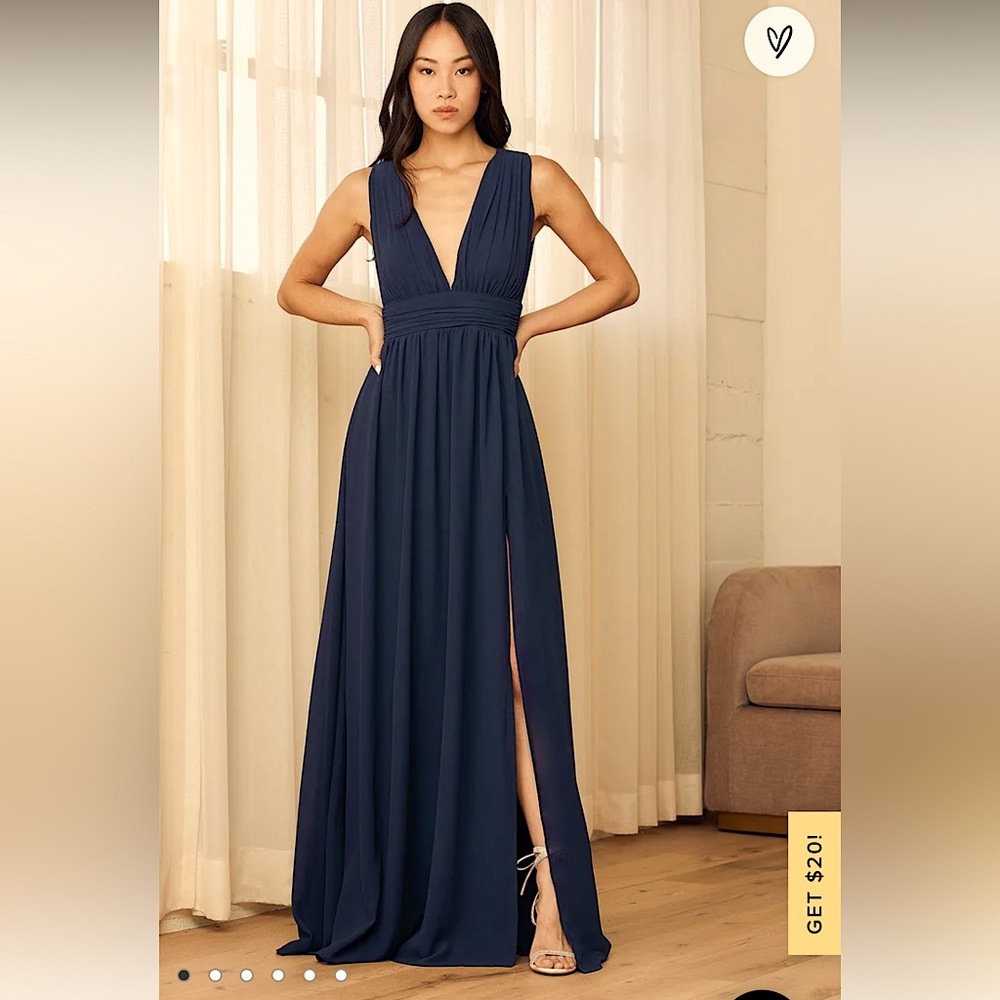 EUC Lulus Heavenly Hues Navy Blue Maxi Dress Sz. M